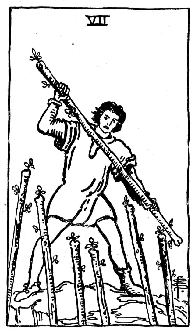 Rider Waite Deck - Seven of Wands